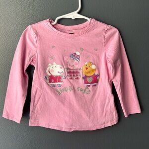 🐷 PEPPA PIG Old navy tee shirt pink long sleeved tee girls 3t